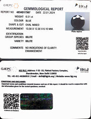 6.51/CT Natural Iolite with Govt Lab Certificate (1221)